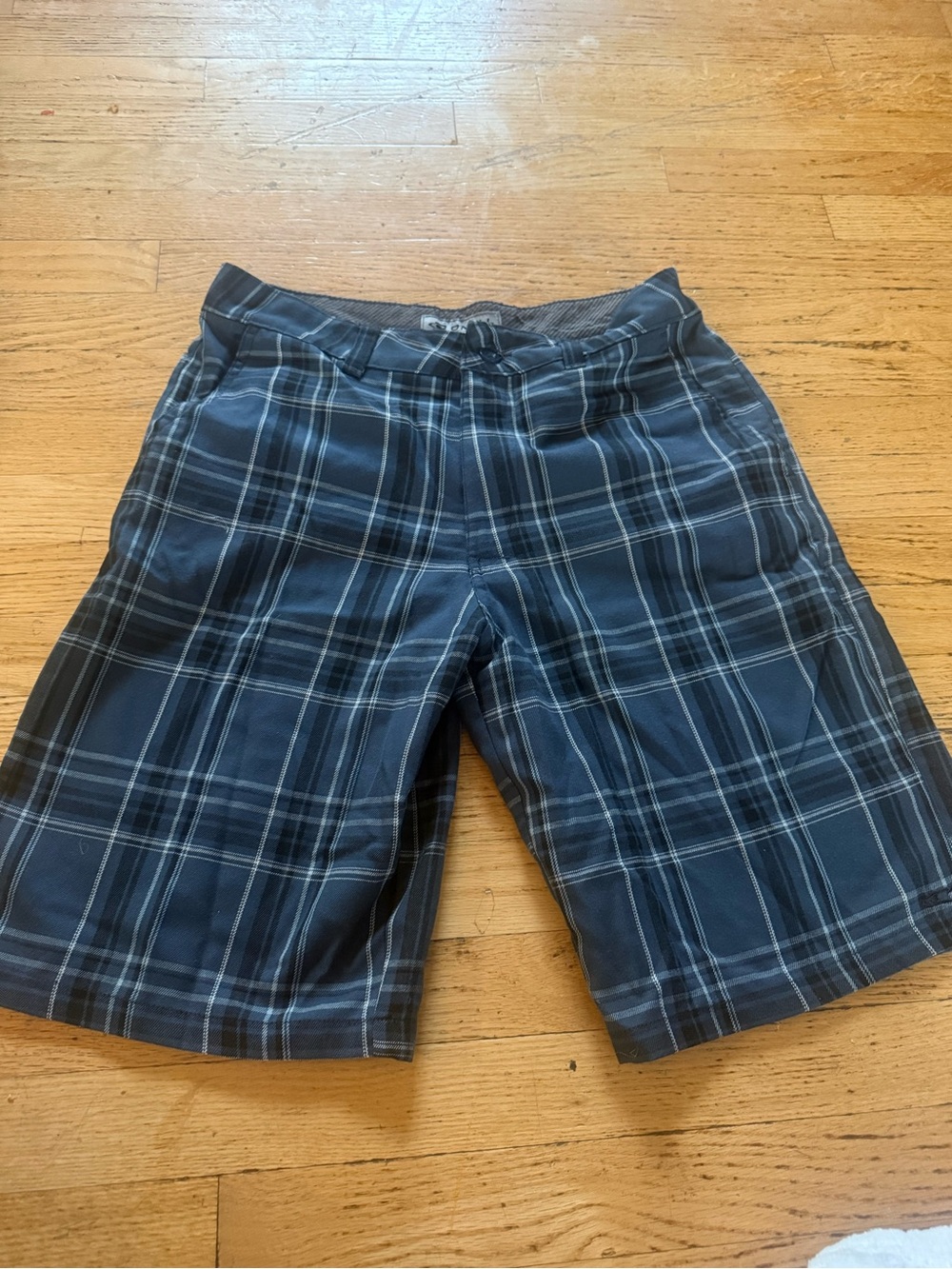 O'Neill Navy and Gray Plaid Hybrid Shorts
